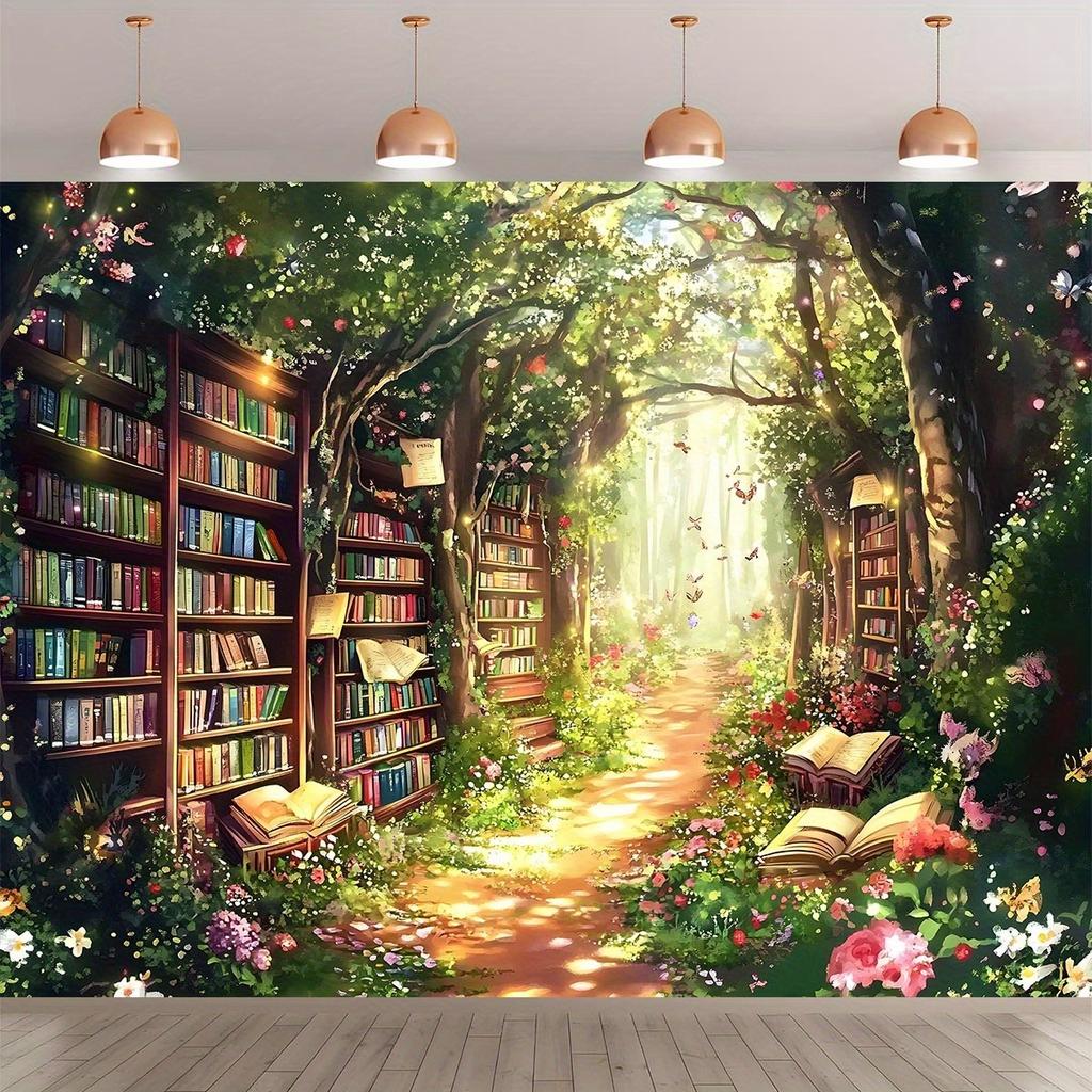 2D plane 1 piece magical fairy forest library background suitable for birthdays weddings parties