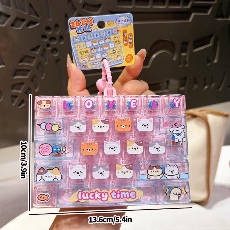 26-Gitter Tastatur Klicker Schlüsselanhänger Cartoon Spaß Stressabbau Tastatur Schlüsselanhänger Transparenter Tastatur Aufhänger Anhänger Zubehör