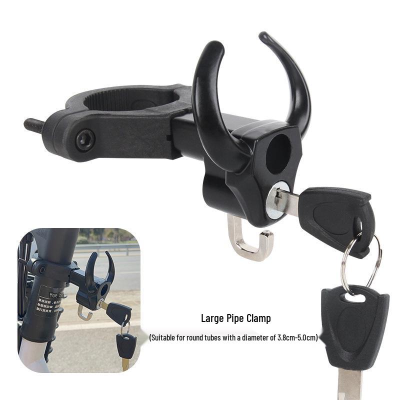 Electric Bicycle & Motorcycle Helmet Lock with Safety Buckle and Key Hook