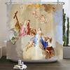 Tende da Doccia Angeli Stile Retro Europeo Tenda da Bagno Tessuto Impermeabile Decorazione Vasca da Bagno 180*180cm Tenda da Bagno Con Ganci