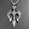 Colar Vintage de Titânio com Tridente de Poseidon Nórdico para Homens Pingente de Joia da Mitologia Viking