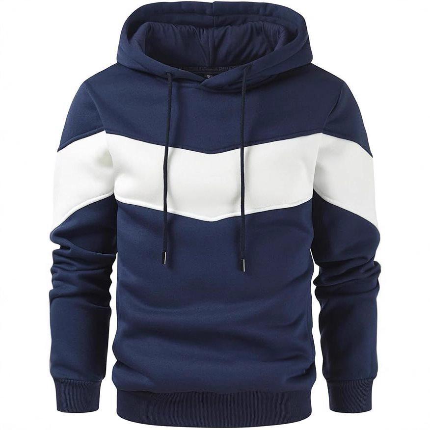 Men's Fashionable Printed Hooded Sweatshirt - European & American Casual Sports Color Block Top for Spring & Autumn