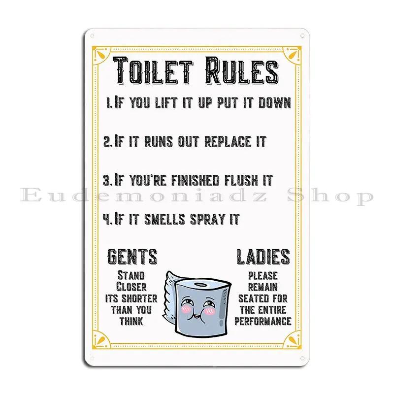 Toilet Rules Metal Signs Retro Customized Kitchen Wall Decor Vintage Tin Sign Poster 20x30cm(7.8x11.8inch)