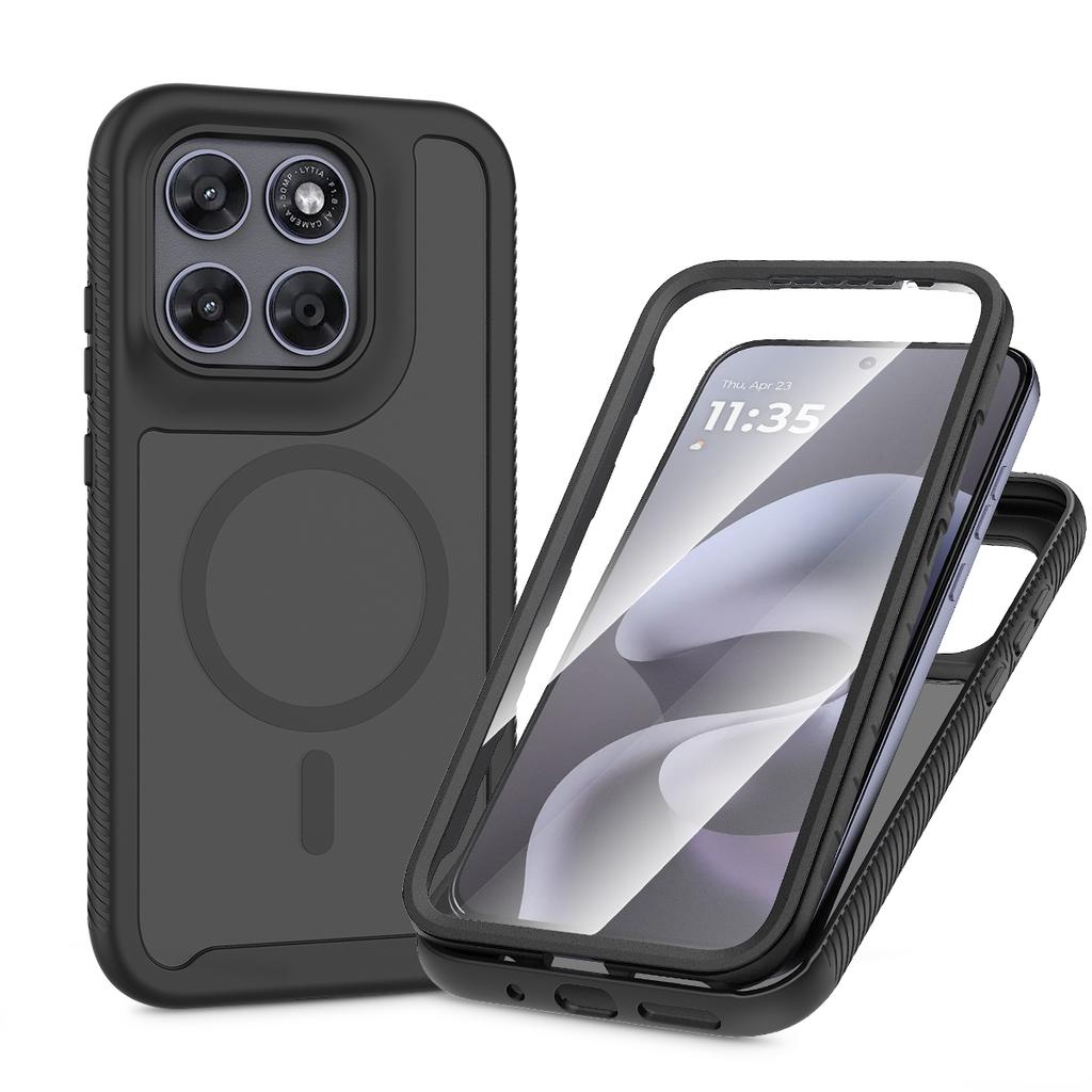 PET Screen Protector Skin Feel Magnetic Phone Case For Motorola Moto G67 G77 TPU Frame Translucent Frosted Acrylic Cover Fundas