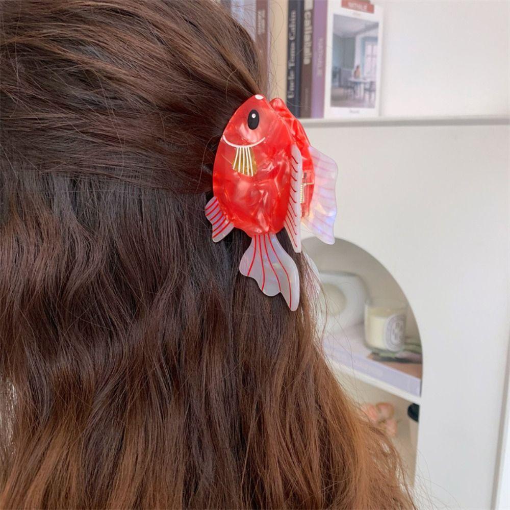Large Marine Life Fish Hair Clip Colorful Fish Grab Clip Acetic Acid Hairpin Streetwear
