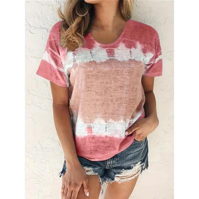 Summer Round Neck 3D Print Tie Dye Style Top Fashionable Casual Short Sleeved Women's T-shirts