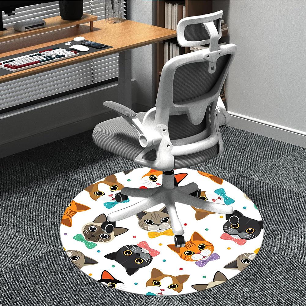 

1pc Cat Faces Pattern Chair Carpet for Office, Soft Flannel Throw Mat, Perfect for Office,Holiday Party Decoration Choice yy251113002 80cm by 80cm