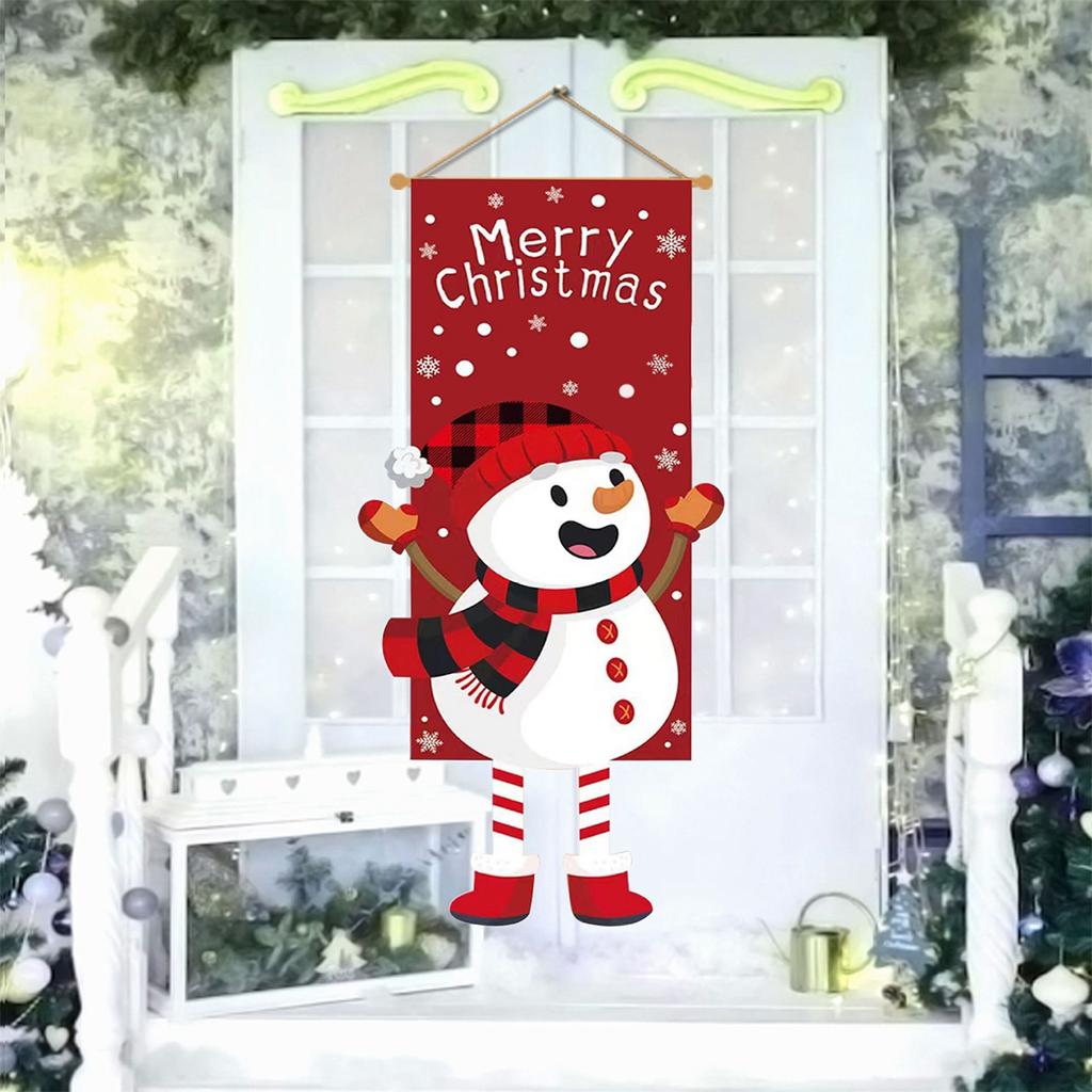 Christmas Snowman Hanging Flag Navidad Natal Noel Door Pendant Banner Merry Christmas Decorations For Home 2025 New Year 2025