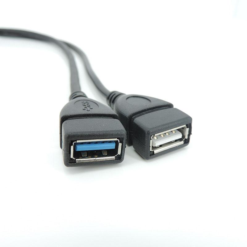 USB 3.0 A 1 Stecker auf 2-Wege-Dual-USB-Buchse Datenlade-Hub Netzteil Y-Splitter USB-Stromkabel Verlängerungskabel