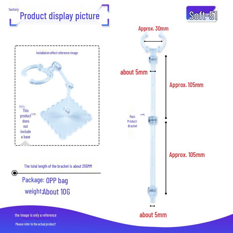 Adjustable Transparent Figure Stand with Bendable Waist Clip - Multiple Sizes