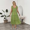 New Summer Women's Sleeveless Solid Color Cotton and Linen Dress