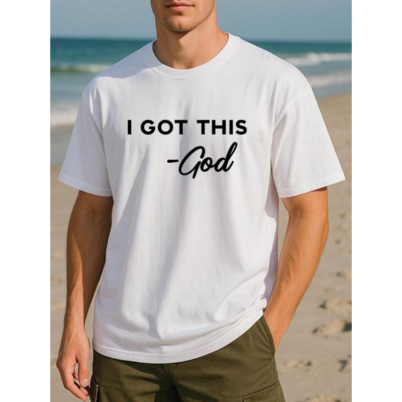 European Sizes Faith Encouragement Theme Text, Suitable for Outdoor Sports, Weekend Casual Wear, Casual Short-sleeved T-shirt