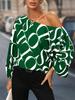 1116 Europäische und amerikanische Damenbekleidung Sommer neue Mode bemaltes One-Shoulder-Oberteil mit lockeren Laternenärmeln Damen