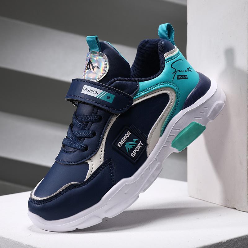 Zhongda children's sports shoes boys spring and autumn 2025 new leather surface primary school students lightweight casual sports running shoes