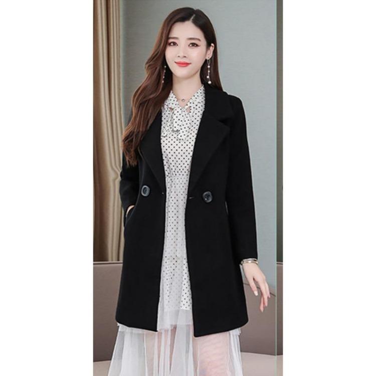 Korean Style Women's Woolen Coat Tongnizi Slim Windbreaker Wool Coat