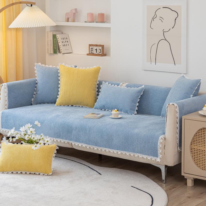 

Четыре сезона Универсальная подушка для дивана Шенилловая ткань для чехла дивана Наволочка Однотонная кружевная подушка для дивана Современная простая подушка 70x70