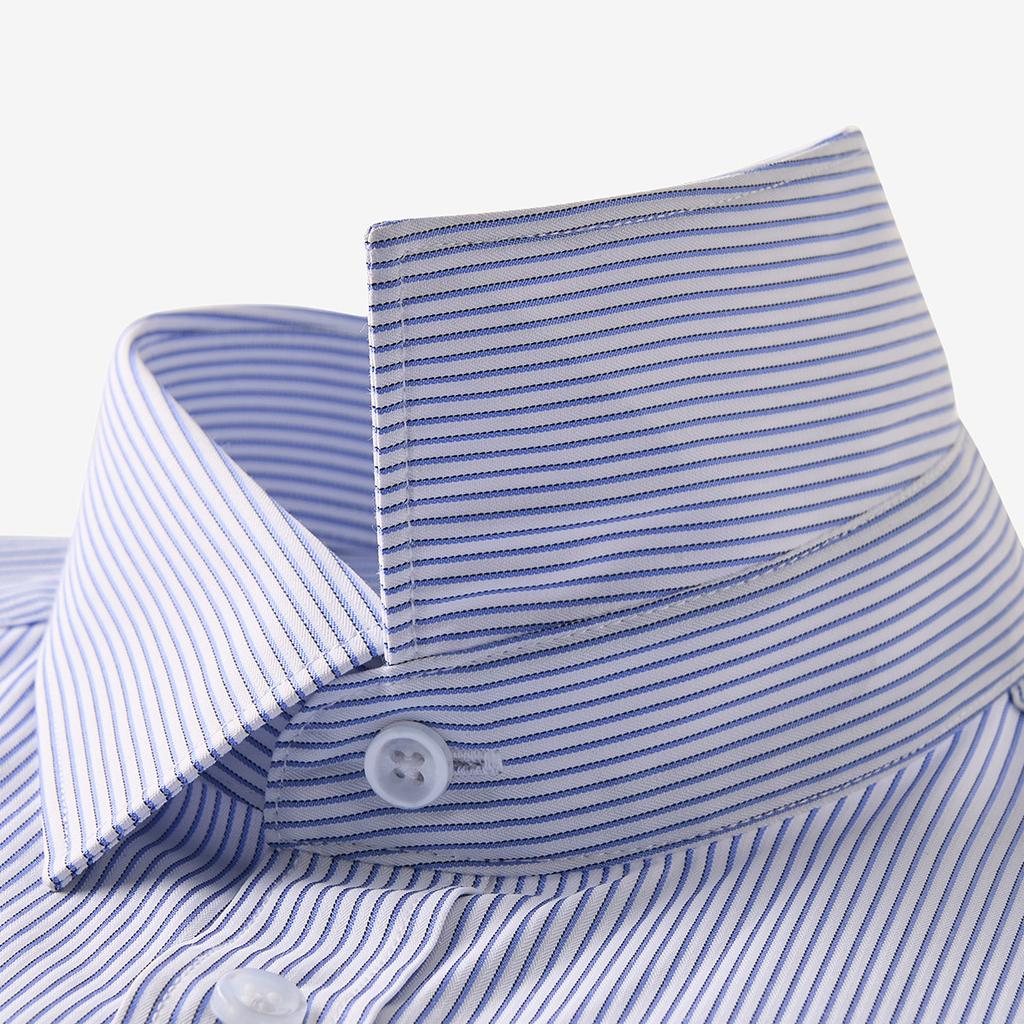 Cotton Breathable Spring New Business Casual Striped Collar Long Sleeve Shirt for Men