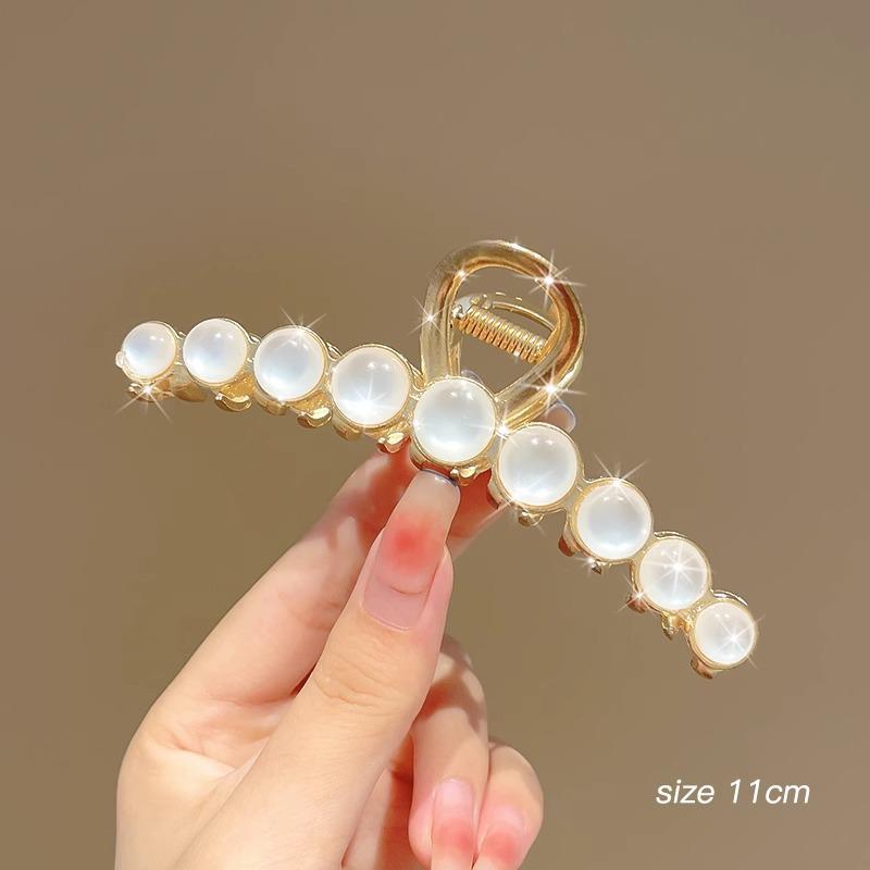 Luksusowy Metalowy Klips do Włosów dla Kobiet - Bardzo Duży Klips Rekinowy do Eleganckich Upięć