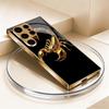 Golden Scorpion Pattern Plated Glass Phone Case Suitable for Samsung Galaxy S26 S25 S24 S22 S21 S20 FE/Ultra/Plus Anti Drop