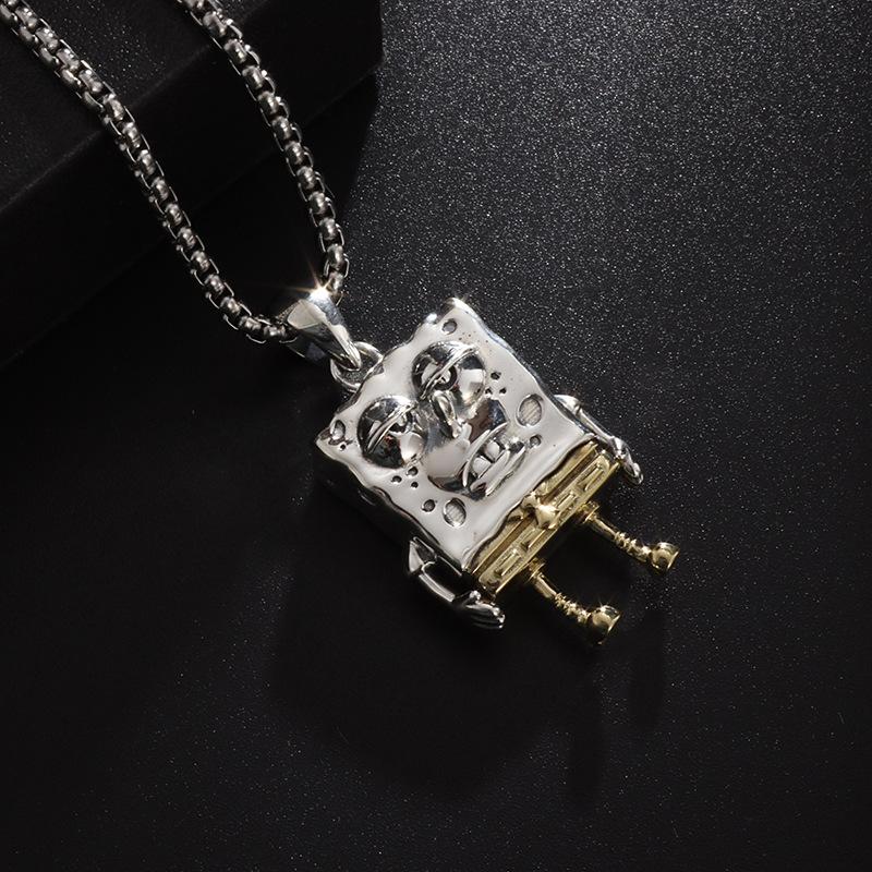 Hollow SpongeBob SquarePants Long Sweet and Cool Style Jewelry Pendant Necklace 60CM(Necklace Long)