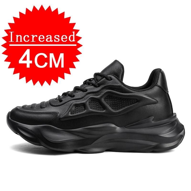 New Invisible Height Increasing Shoes For Summer Genuine Leather Shoes Breathable Mesh Casual Fashion Sport Platform Shoes 37-44