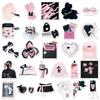52 Black Fan INS Style Stickers: Trendy, Creative, Waterproof Decorative Stickers for Notebooks, Journals, and Luggage