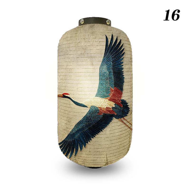 Japanese Style Lantern Ukiyo-e Style Flying-crane Printed Outdoor Bar Bistro Lantern Sushi Restaurant Hanging Lantern Decoration
