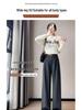 2025 Autumn/Winter Women's High-Waist Herringbone Woolen Pants - Slimming and Versatile with Plus Velvet, Available in Narrow and Wide Leg Fits.