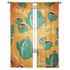 Menu Of Coffee Tea Cups Retro Style Chiffon Sheer Curtains for Living Room Bedroom Decoration Window Voiles Tulle Curtain