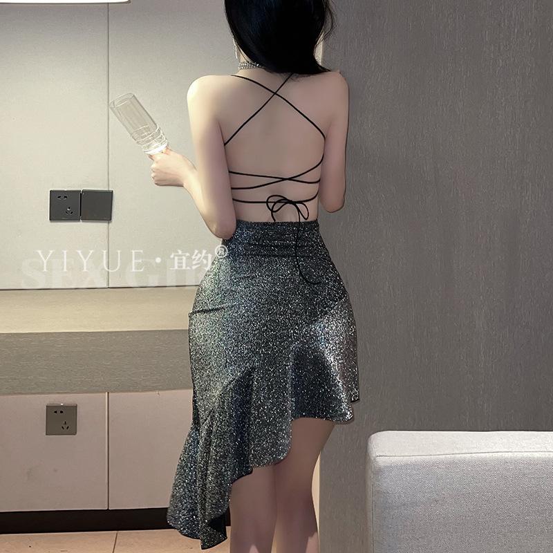 Erotic Underwear, Sexy and shiny, Nightclub mature Long dress, Hot role-playing uniform, Passionate Clothes 8323