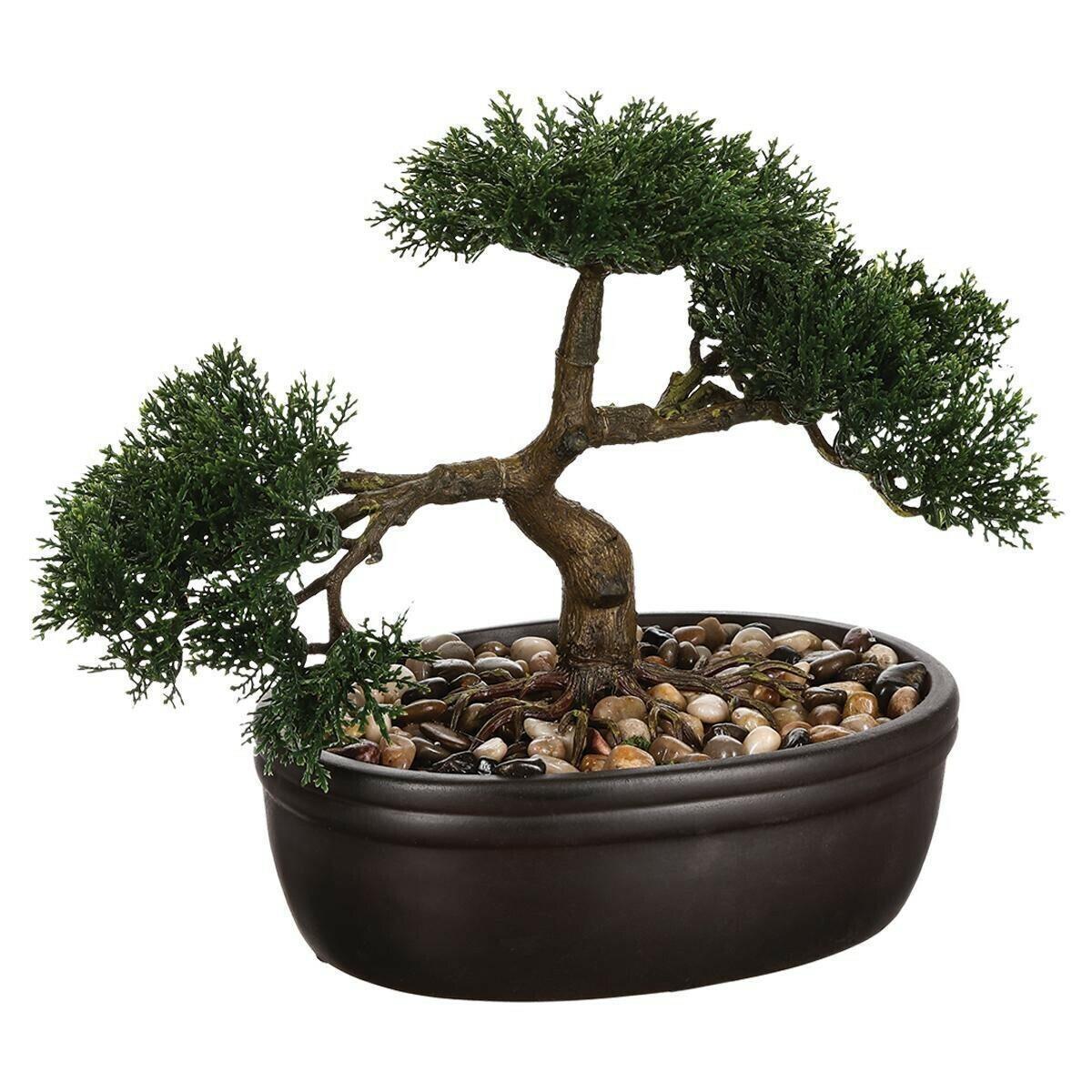 Artificial bonsai tree in a black pot