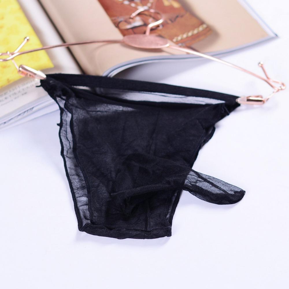 Qinghe Pánské sexy spodní prádlo Letní punčochy Slipy Pánský ultratenký chladivý sexy Jj set S nízkým pasem Průhledné šortky
