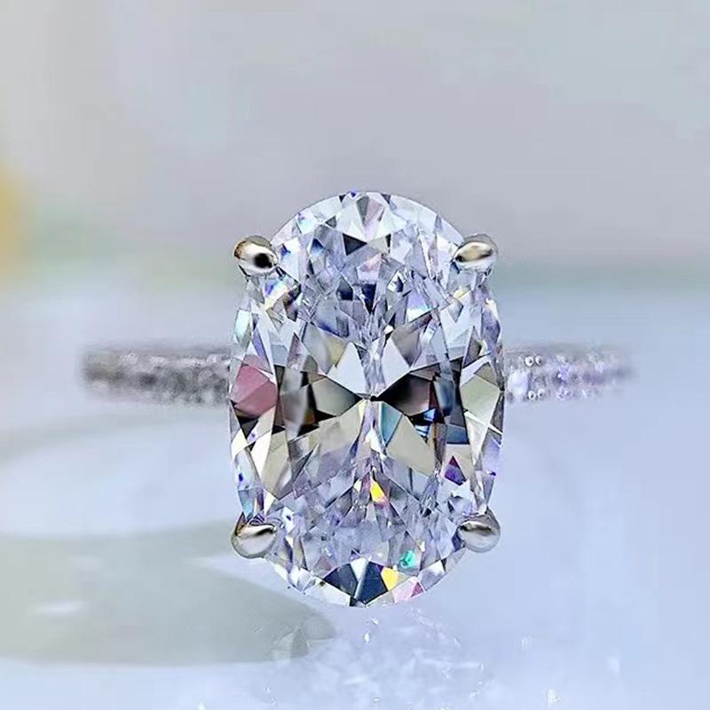 

Кольцо в европейском стиле 2023 года из серебра S925 с овальным цирконом и покрытием из белого золота Size 5