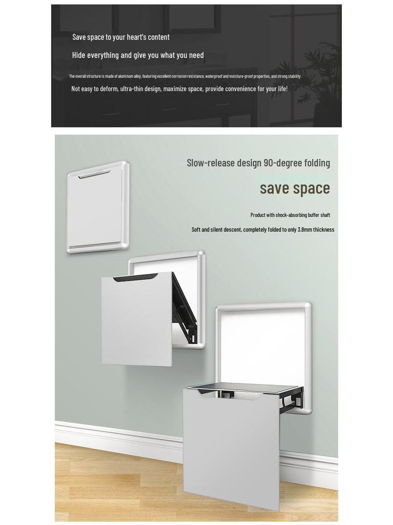 Wall-Mounted Folding Shoe Cabinet and Stool for Entrance or Bathroom