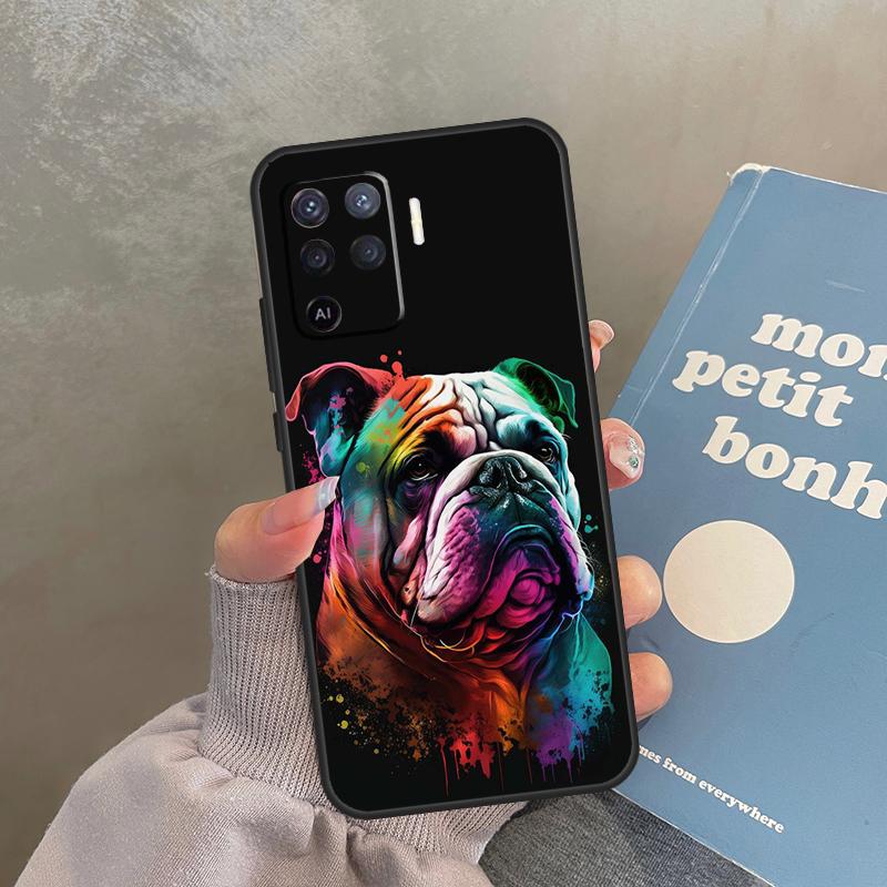 

British Bulldog Case For Oppo A80 A40 A60 A98 A78 A18 A38 A58 A16 A76 A96 A17 A77 A74 A94 A54 A57S A15 Cover OPPO A78 5G