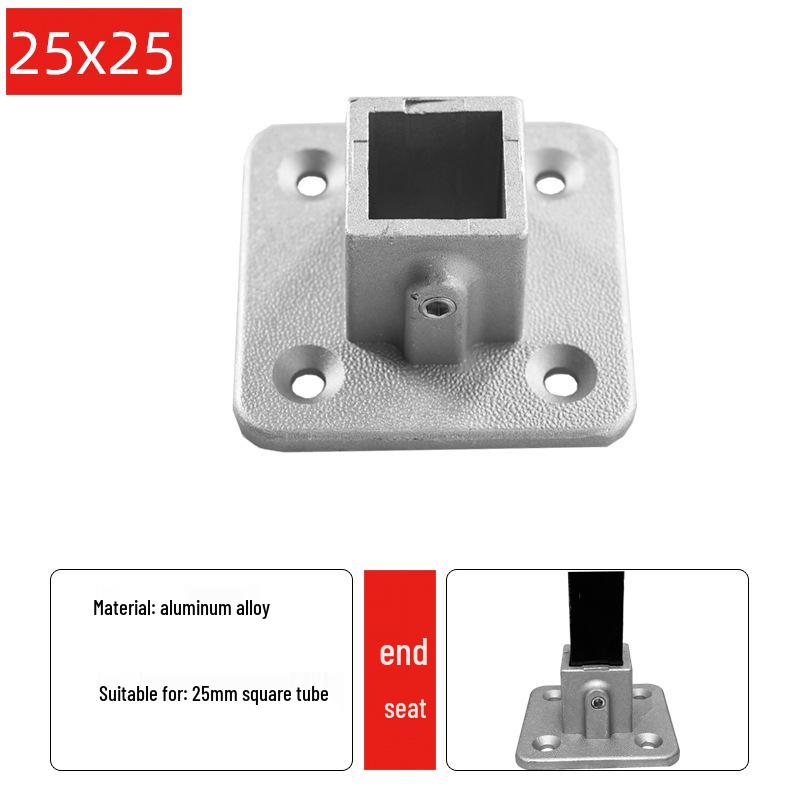 Square Aluminum Alloy Tube Connector, 20/25/30mm, Galvanized Steel Shelf Fastener, Hole-Free Design