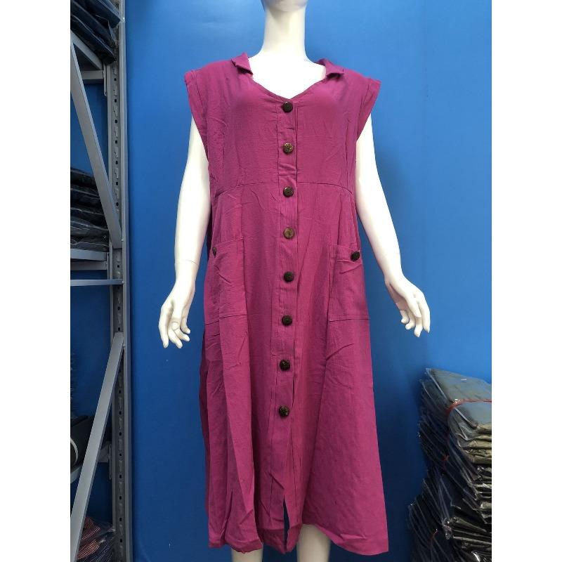 QICED Fashion Summer Spring Solid Color Print Sleeveless V-Neck Casual Dresses