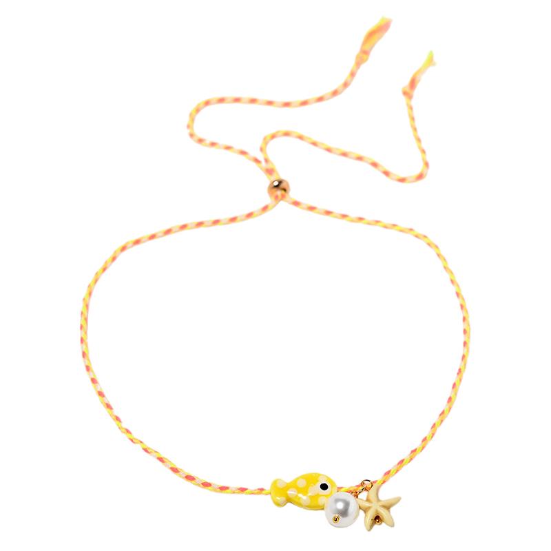 Colorful Bohemian Ceramic Fish Pendant Necklace For Women Adjustable Multicolored Rope Choker, Perfect For Summer Beach Vacation