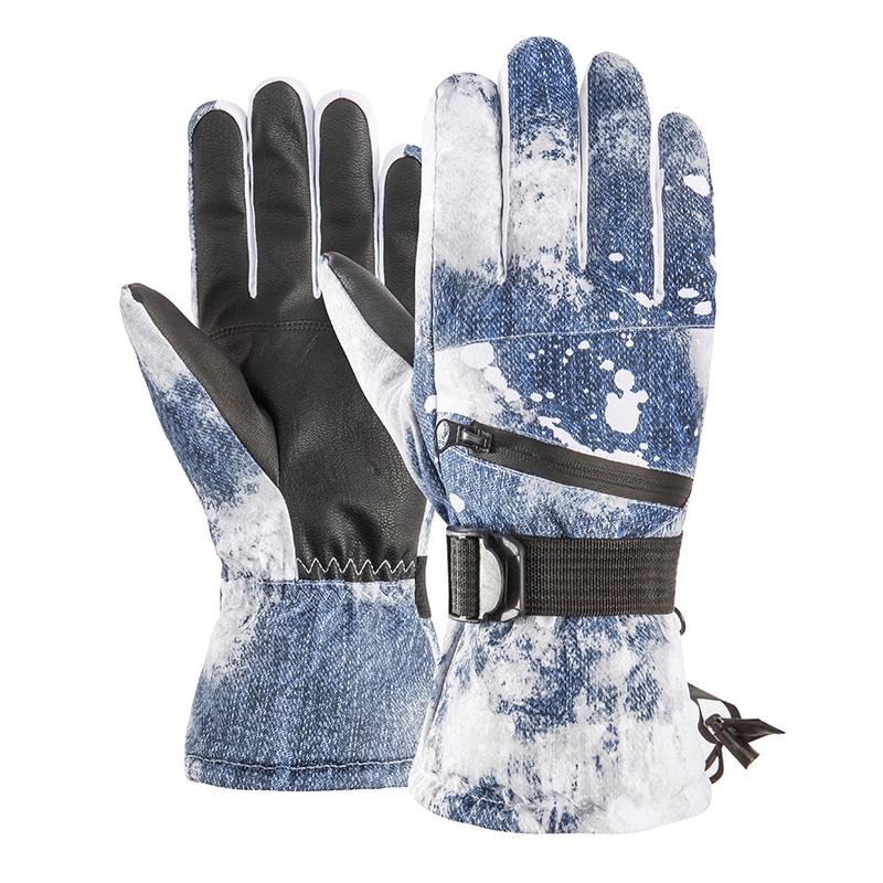 Thermal Ski Gloves Men Women Winter Fleece Waterproof Warm Snowboard Snow Gloves 5 Fingers Touch Screen for Skiing Riding