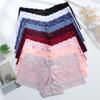 FINETOO 3Pcs Women's Sexy Lace Floral Perspective Boyshorts Solid Color Hollow Out Boxer Panties Female Breathable Transparent Lingerie