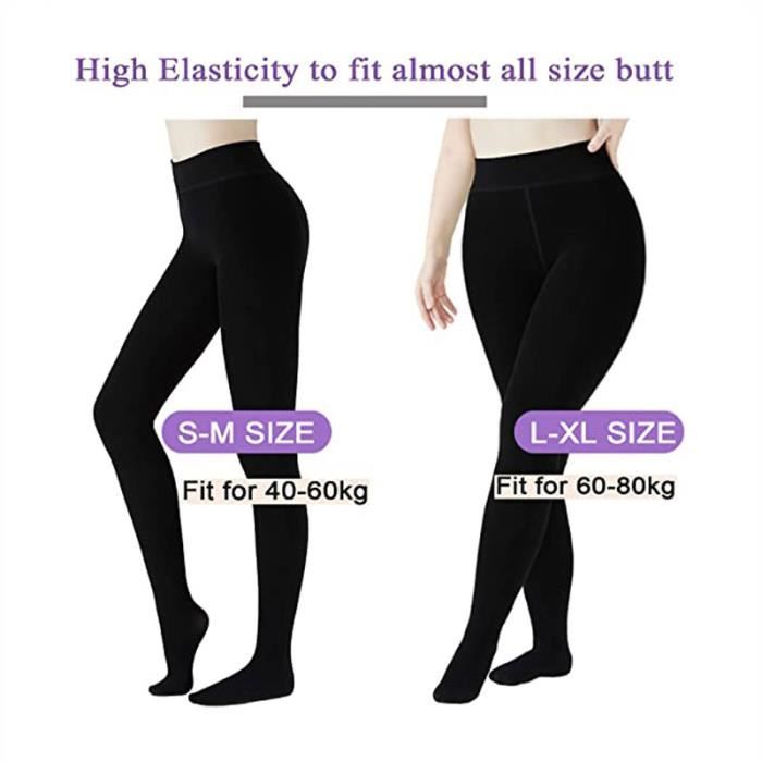 2PCS Femmes Nude Jambes Polaire Chaud Extensible Collant en Molleton Résistant Bas Beige Leggings Taille Haute Imperméable(L-XL)