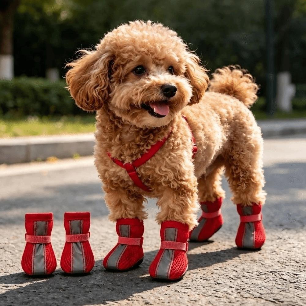 4PCS/SET Non-Slip Dog Shoes Breathable Pet Paw Protector Durable Pet Booties for Pets