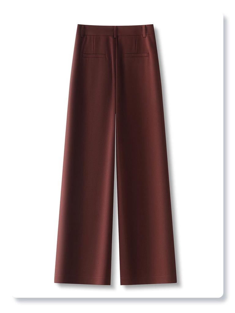Women's 2025 Spring High-Waist Red Wide-Leg Drapey Pants