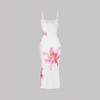 Été sexy coupe slim imprimé floral bretelles sac fesses style plage robe moulante et douce