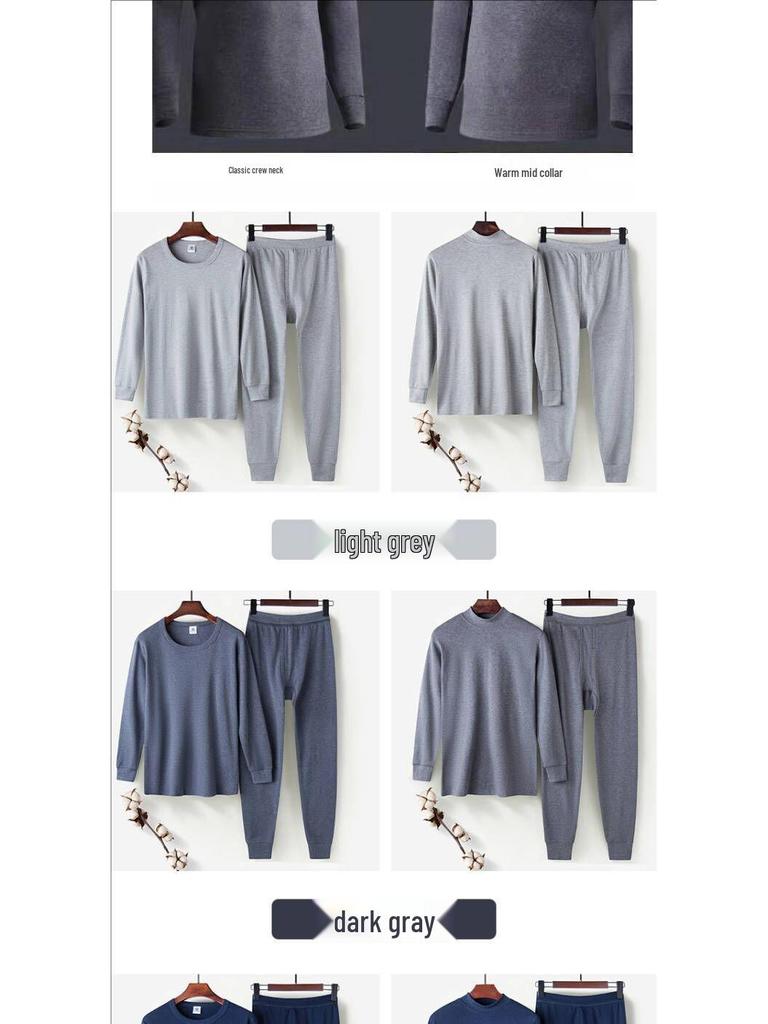 Men's and Women's Pure Cotton Long Johns Set: Warm Autumn Base Layer Knitwear for All Ages - Lightweight and Comfortable.
