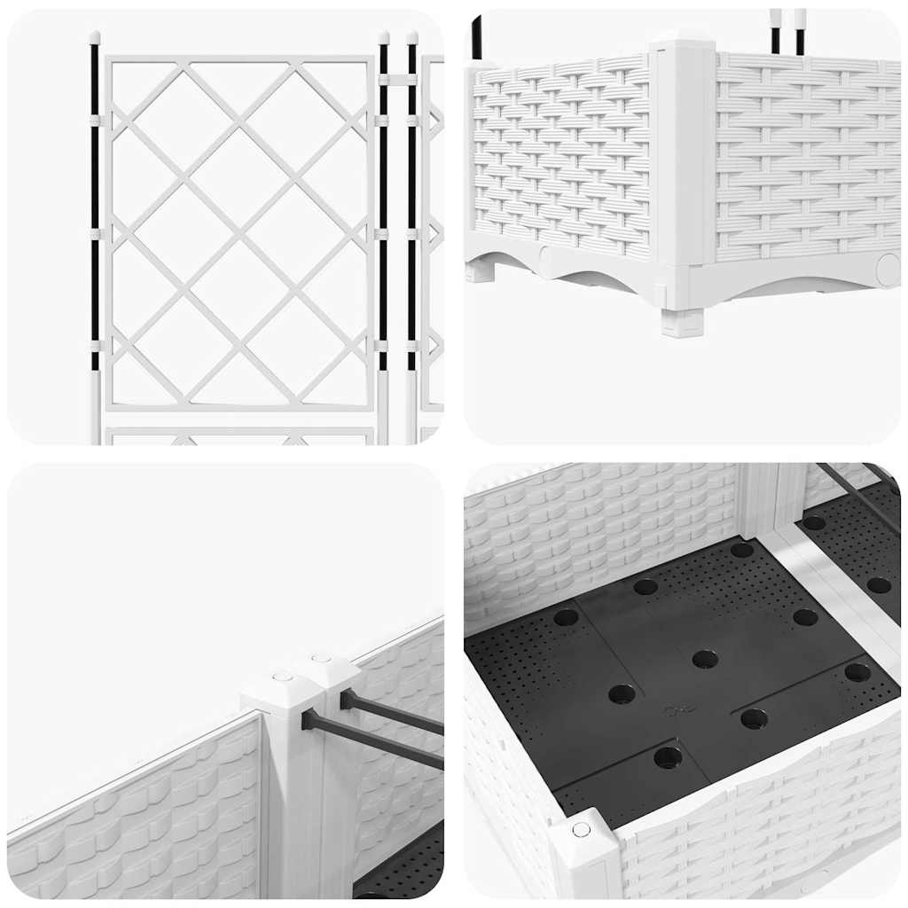 Garden Planter Set 3 pcs White 120 x 40 x 125.5 cm Plastic