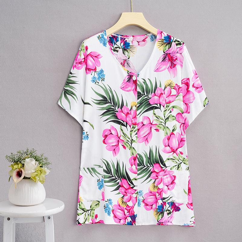 Summer Top Women Cardigan Thin Short Sleeve Plus Size Women's Blouse Summer Loose Vintage Clothes