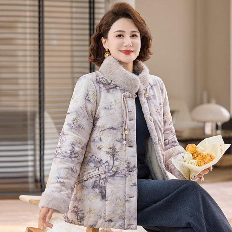 Padded Clothes New Buckle Women's Padded Jackets Winter Piled Thickened Jackets Chinese Padded Clothes Women
