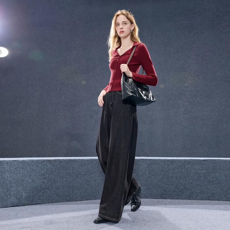 Sancai 2025 Autumn Lapel Knit Slim-Fit Sweater