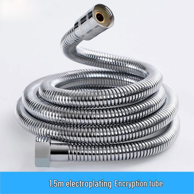 Explosionsgeschützter Duschschlauch und Duschkopf aus Edelstahl - Galvanisch beschichtet, Verdickt & Verschlüsselt, Erhältlich in Längen von 1,5 m, 2 m und 3 m